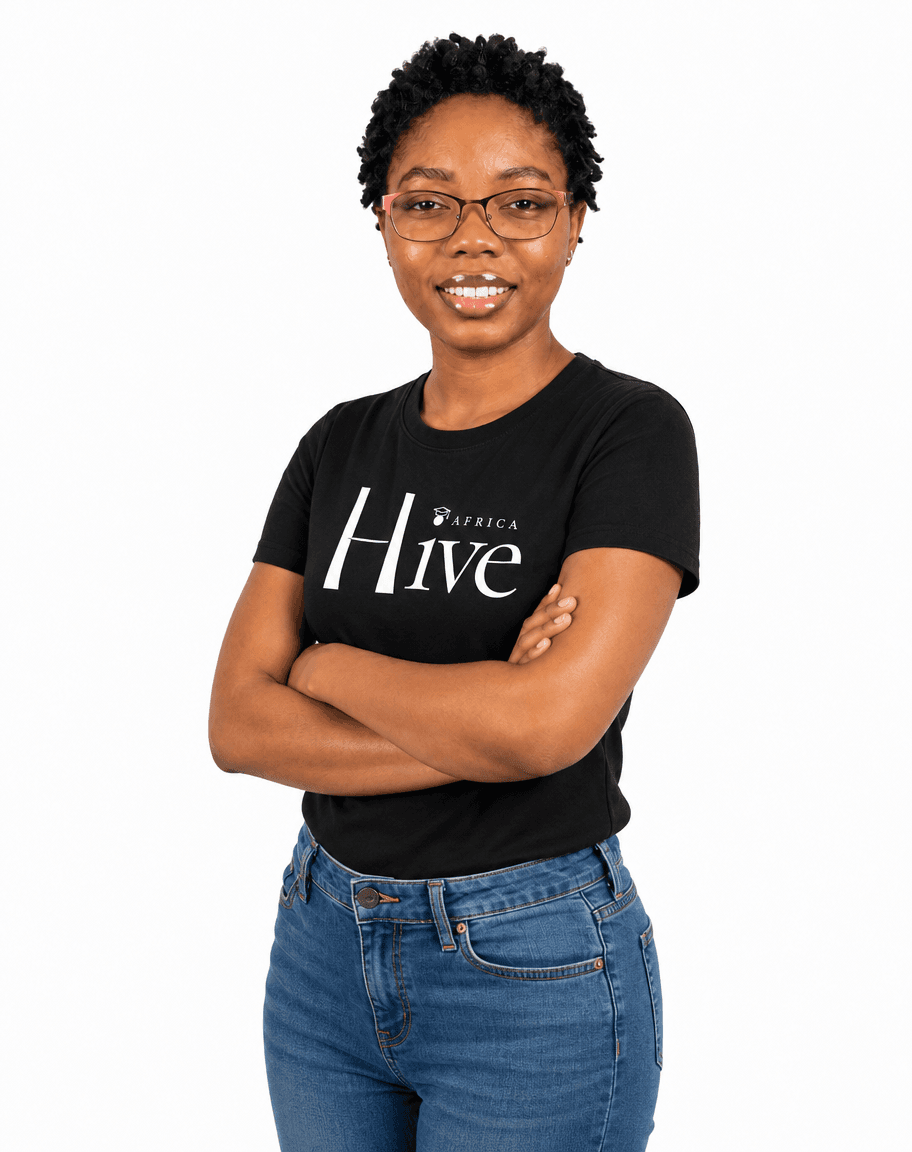 HiveAfrica Academy student smiling with arms crossed